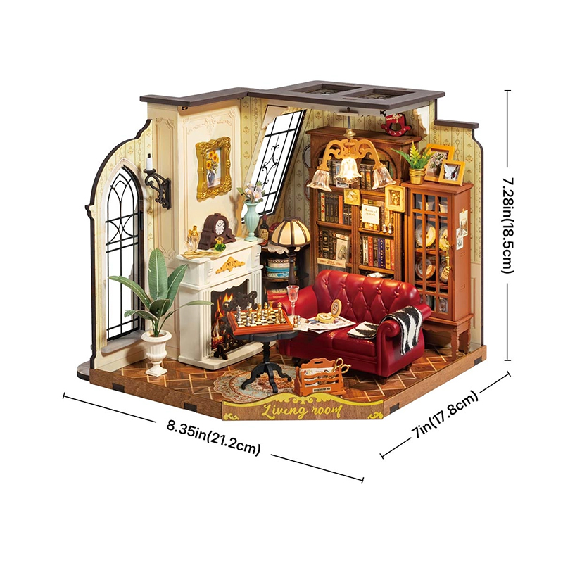 Rolife DG175 Catherine'in Oturma Odası Catherine's Living Room DIY Minyatür Model Set Mini Dollhouse 3D Model Kit Detaylı Dekoratif Hobi Seti 3D Puzzle Tiny House