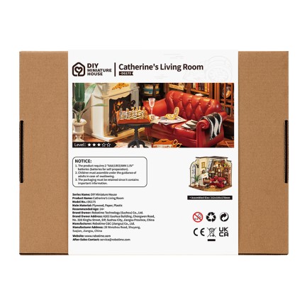 Rolife DG175 Catherine'in Oturma Odası Catherine's Living Room DIY Minyatür Model Set Mini Dollhouse 3D Model Kit Detaylı Dekoratif Hobi Seti 3D Puzzle Tiny House - Thumbnail