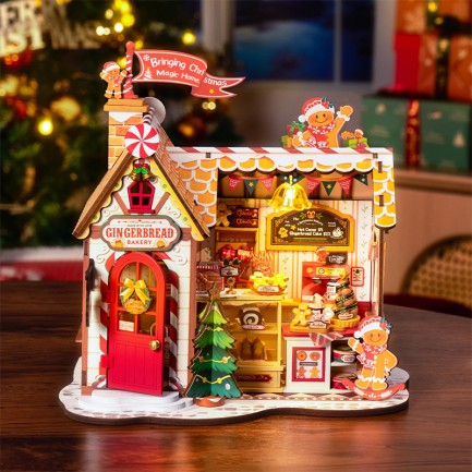 Rolife DG176 Zencefilli Kurabiye Evi (Gingerbread) House DIY Minyatür Maket Model Set Mini Dollhouse 3D Model Kit Detaylı Dekoratif Hobi Seti 3D Puzzle Tiny House - Thumbnail