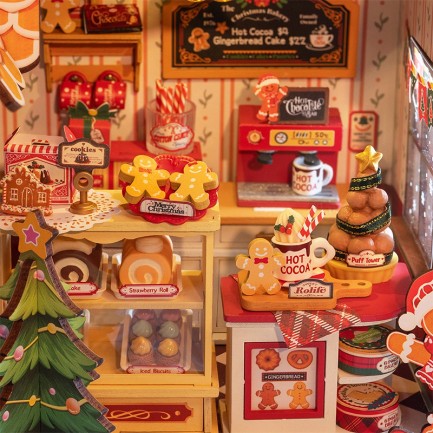 Rolife DG176 Zencefilli Kurabiye Evi (Gingerbread) House DIY Minyatür Maket Model Set Mini Dollhouse 3D Model Kit Detaylı Dekoratif Hobi Seti 3D Puzzle Tiny House - Thumbnail
