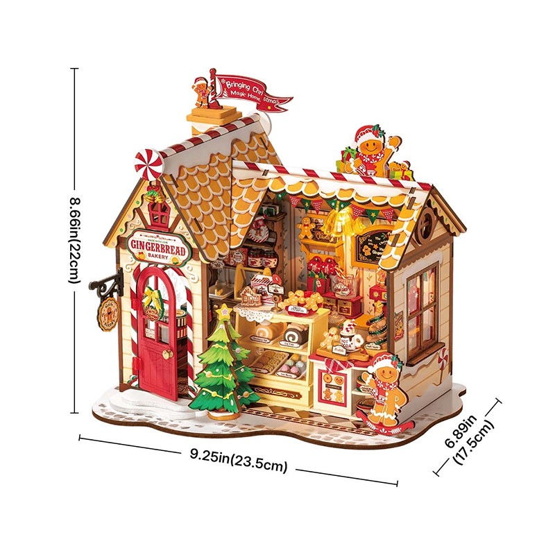 Rolife DG176 Zencefilli Kurabiye Evi (Gingerbread) House DIY Minyatür Maket Model Set Mini Dollhouse 3D Model Kit Detaylı Dekoratif Hobi Seti 3D Puzzle Tiny House