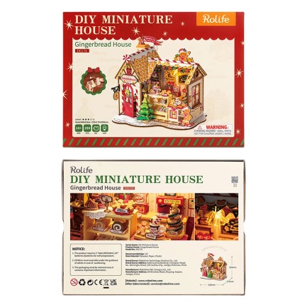 Rolife DG176 Zencefilli Kurabiye Evi (Gingerbread) House DIY Minyatür Maket Model Set Mini Dollhouse 3D Model Kit Detaylı Dekoratif Hobi Seti 3D Puzzle Tiny House - Thumbnail