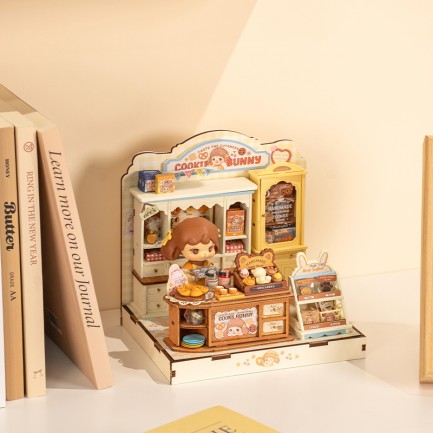 Rolife DG177 Kurabiye Dükkanı Cookii Bunny's Cookie Shop DIY Minyatür Maket Model Set Mini Dollhouse 3D Model Kit Detaylı Dekoratif Hobi Seti 3D Puzzle Tiny House - Thumbnail