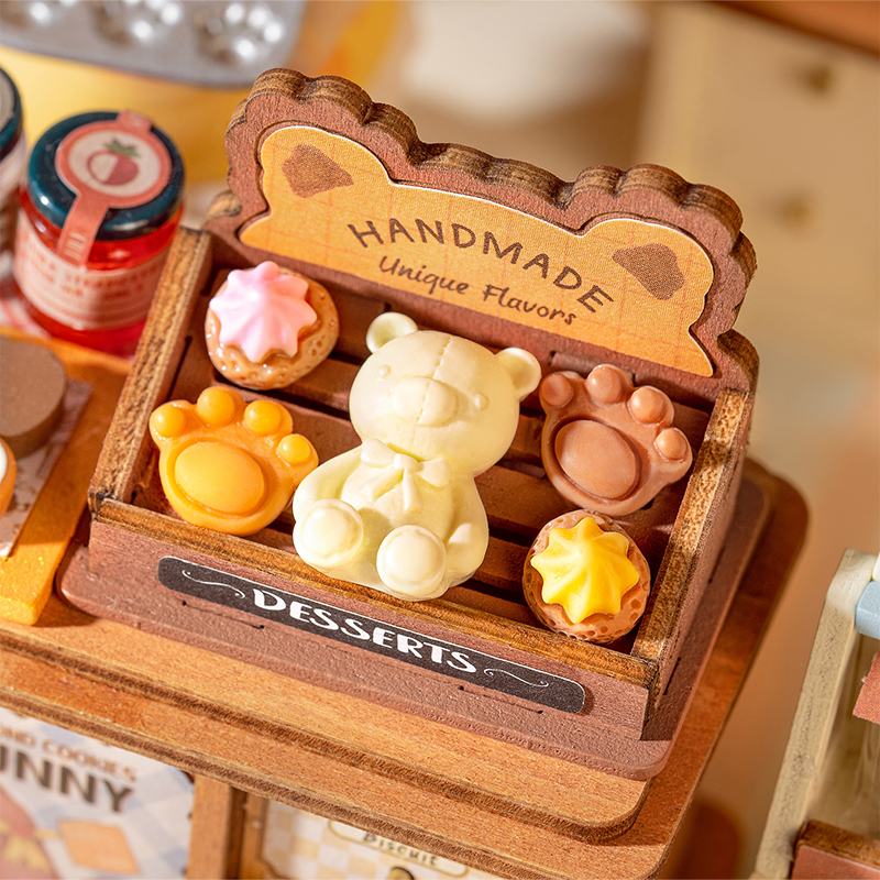 Rolife DG177 Kurabiye Dükkanı Cookii Bunny's Cookie Shop DIY Minyatür Maket Model Set Mini Dollhouse 3D Model Kit Detaylı Dekoratif Hobi Seti 3D Puzzle Tiny House