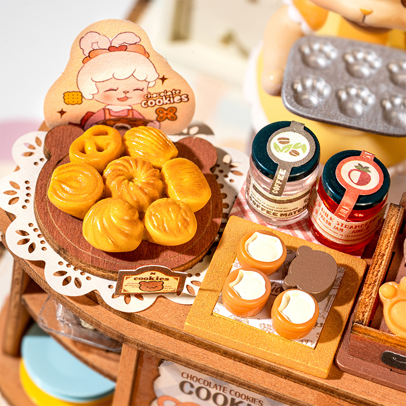 Rolife DG177 Kurabiye Dükkanı Cookii Bunny's Cookie Shop DIY Minyatür Maket Model Set Mini Dollhouse 3D Model Kit Detaylı Dekoratif Hobi Seti 3D Puzzle Tiny House