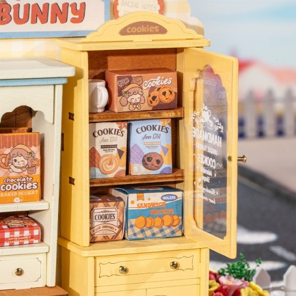 Rolife DG177 Kurabiye Dükkanı Cookii Bunny's Cookie Shop DIY Minyatür Maket Model Set Mini Dollhouse 3D Model Kit Detaylı Dekoratif Hobi Seti 3D Puzzle Tiny House - Thumbnail