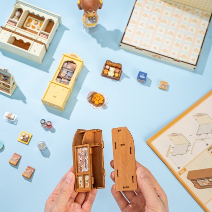 Rolife DG177 Kurabiye Dükkanı Cookii Bunny's Cookie Shop DIY Minyatür Maket Model Set Mini Dollhouse 3D Model Kit Detaylı Dekoratif Hobi Seti 3D Puzzle Tiny House - Thumbnail