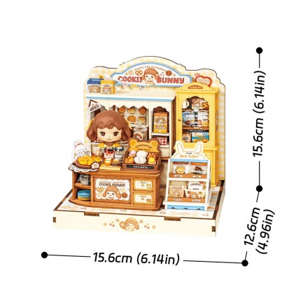 Rolife DG177 Kurabiye Dükkanı Cookii Bunny's Cookie Shop DIY Minyatür Maket Model Set Mini Dollhouse 3D Model Kit Detaylı Dekoratif Hobi Seti 3D Puzzle Tiny House - Thumbnail