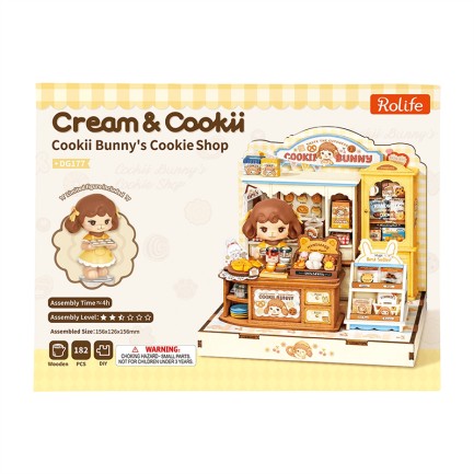 Rolife DG177 Kurabiye Dükkanı Cookii Bunny's Cookie Shop DIY Minyatür Maket Model Set Mini Dollhouse 3D Model Kit Detaylı Dekoratif Hobi Seti 3D Puzzle Tiny House - Thumbnail