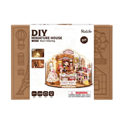 Rolife DG178 Elsa'nın Terzi Dükkanı (Elsa's Tailoring) DIY Minyatür Maket Model Seti Mini Dollhouse 3D Model Kit Detaylı Dekoratif Hobi Seti 3D Puzzle Tiny House - Thumbnail