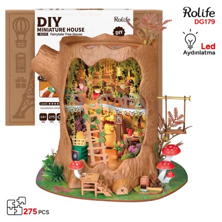 Rolife - Rolife DG179 Masal Ağaç Evi (Fairytale Tree House) DIY Minyatür Maket Model Seti Mini Dollhouse 3D Model Kit Detaylı Dekoratif Hobi Seti 3D Puzzle Tiny House