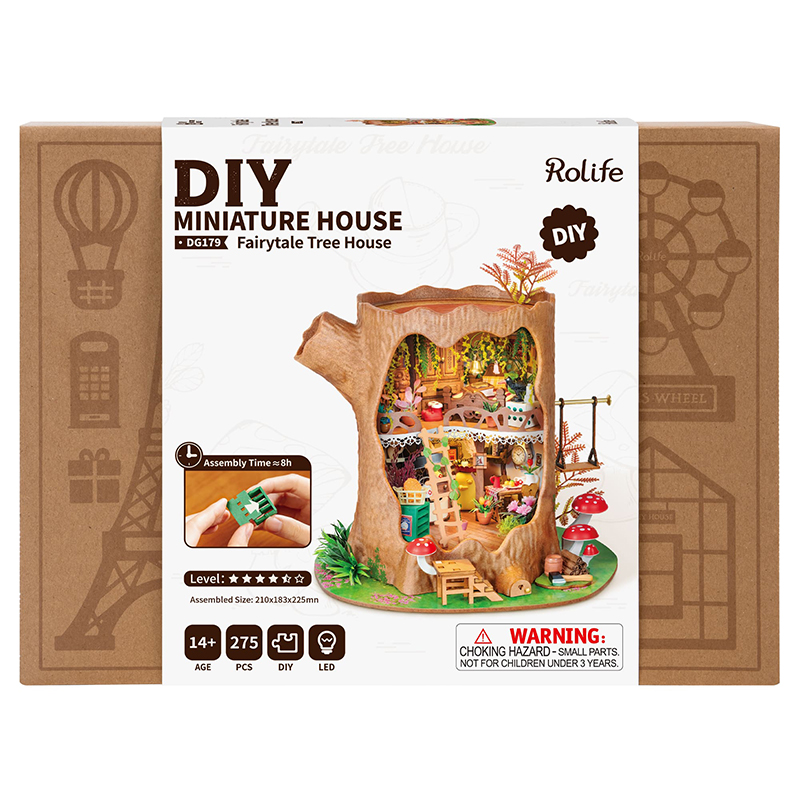 Rolife DG179 Masal Ağaç Evi (Fairytale Tree House) DIY Minyatür Maket Model Seti Mini Dollhouse 3D Model Kit Detaylı Dekoratif Hobi Seti 3D Puzzle Tiny House