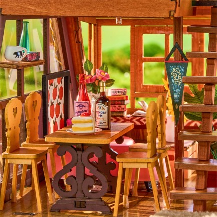 Rolife DG181 Üçgen Tiny House (A-Frame Cabin) DIY Minyatür Maket Model Seti Mini Dollhouse 3D Model Kit Detaylı Dekoratif Hobi Seti 3D Puzzle - Thumbnail