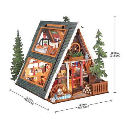 Rolife DG181 Üçgen Tiny House (A-Frame Cabin) DIY Minyatür Maket Model Seti Mini Dollhouse 3D Model Kit Detaylı Dekoratif Hobi Seti 3D Puzzle - Thumbnail