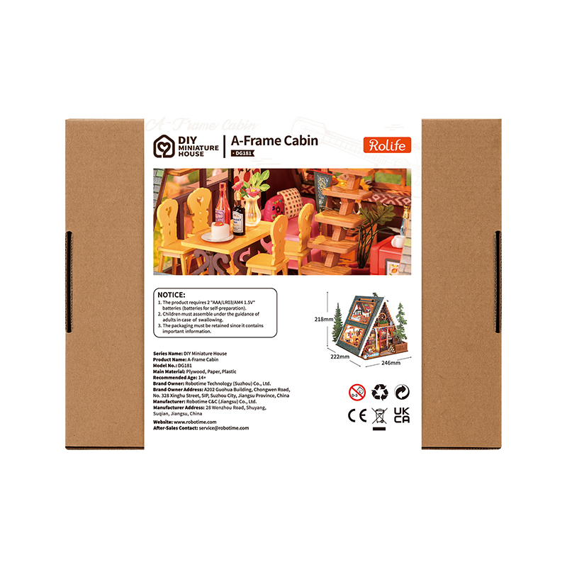 Rolife DG181 Üçgen Tiny House (A-Frame Cabin) DIY Minyatür Maket Model Seti Mini Dollhouse 3D Model Kit Detaylı Dekoratif Hobi Seti 3D Puzzle