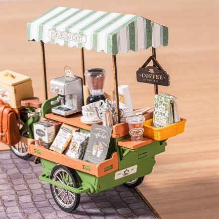 Rolife DG182 Kahve Arabası (Aromatic Coffee) DIY Minyatür Maket Model Seti Ahşap 3D Wooden Puzzle 3D Model Kit Detaylı Dekoratif Hobi Seti Ahşap Maket - Thumbnail