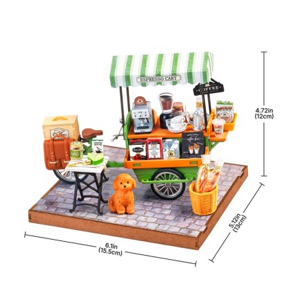 Rolife DG182 Kahve Arabası (Aromatic Coffee) DIY Minyatür Maket Model Seti Ahşap 3D Wooden Puzzle 3D Model Kit Detaylı Dekoratif Hobi Seti Ahşap Maket - Thumbnail