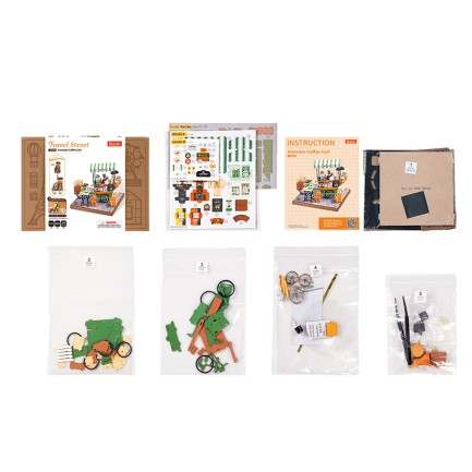 Rolife DG182 Kahve Arabası (Aromatic Coffee) DIY Minyatür Maket Model Seti Ahşap 3D Wooden Puzzle 3D Model Kit Detaylı Dekoratif Hobi Seti Ahşap Maket - Thumbnail
