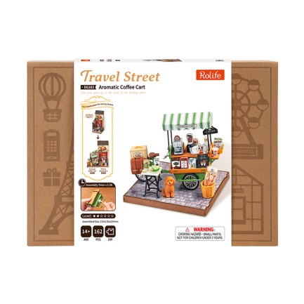 Rolife DG182 Kahve Arabası (Aromatic Coffee) DIY Minyatür Maket Model Seti Ahşap 3D Wooden Puzzle 3D Model Kit Detaylı Dekoratif Hobi Seti Ahşap Maket - Thumbnail