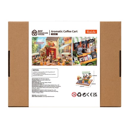 Rolife DG182 Kahve Arabası (Aromatic Coffee) DIY Minyatür Maket Model Seti Ahşap 3D Wooden Puzzle 3D Model Kit Detaylı Dekoratif Hobi Seti Ahşap Maket - Thumbnail