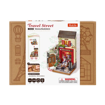 Rolife DG183 Vienna Bookstore Kitap Köşesi Book Nook DIY Minyatür Maket Model Seti Mini Dollhouse 3D Model Kit Detaylı Dekoratif Hobi Seti 3D Puzzle Tiny House - Thumbnail