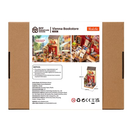 Rolife DG183 Vienna Bookstore Kitap Köşesi Book Nook DIY Minyatür Maket Model Seti Mini Dollhouse 3D Model Kit Detaylı Dekoratif Hobi Seti 3D Puzzle Tiny House - Thumbnail