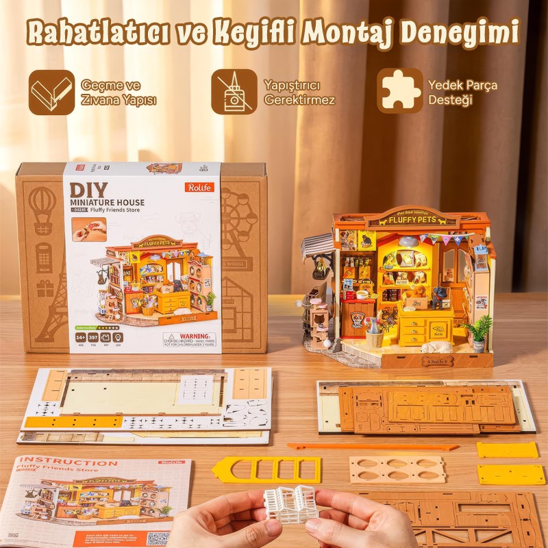 Rolife DG185 Fluffy Friends Hub 3D Wooden Puzzle