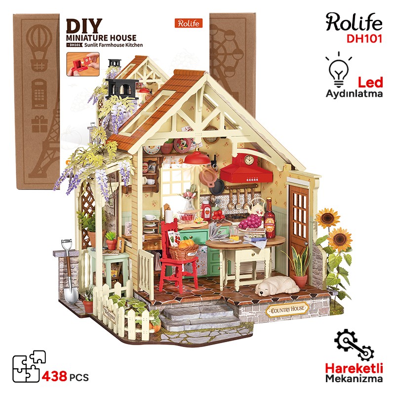 Rolife DH101 Sunlit Farmhouse Kitchen 3D Wooden Puzzle