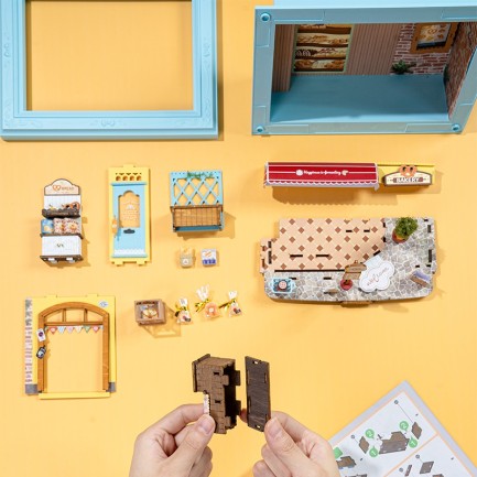 Rolife DP001 Fluffy Cat Bakery 3D Wooden Puzzle - Thumbnail