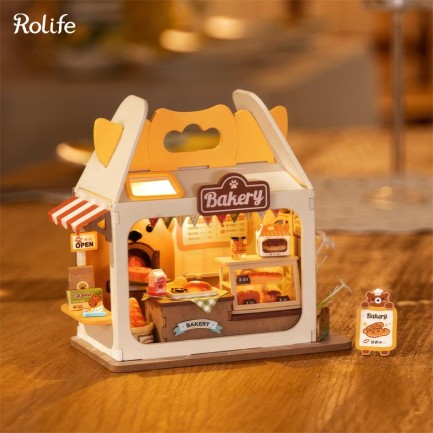 Rolife DS033 Teddy'nin Ekmek Fırını (Teddy's Breadbox) DIY Minyatür Maket Model Seti Mini Dollhouse 3D Model Kit Detaylı Dekoratif Hobi Seti 3D Puzzle Tiny House - Thumbnail