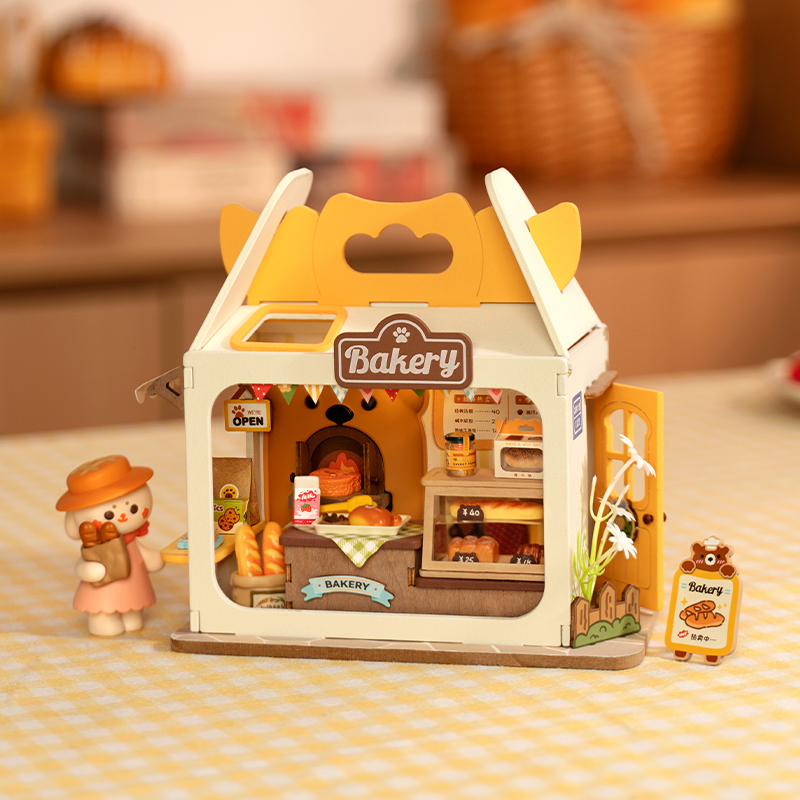 Rolife DS033 Teddy'nin Ekmek Fırını (Teddy's Breadbox) DIY Minyatür Maket Model Seti Mini Dollhouse 3D Model Kit Detaylı Dekoratif Hobi Seti 3D Puzzle Tiny House
