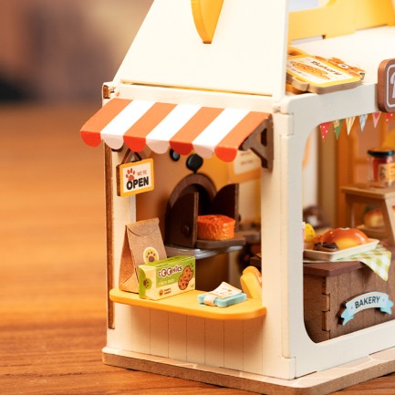 Rolife DS033 Teddy'nin Ekmek Fırını (Teddy's Breadbox) DIY Minyatür Maket Model Seti Mini Dollhouse 3D Model Kit Detaylı Dekoratif Hobi Seti 3D Puzzle Tiny House - Thumbnail