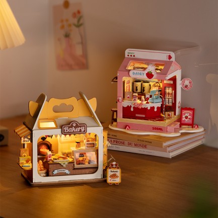 Rolife DS033 Teddy'nin Ekmek Fırını (Teddy's Breadbox) DIY Minyatür Maket Model Seti Mini Dollhouse 3D Model Kit Detaylı Dekoratif Hobi Seti 3D Puzzle Tiny House - Thumbnail