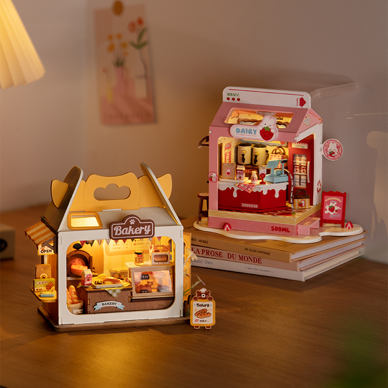 Rolife DS033 Teddy'nin Ekmek Fırını (Teddy's Breadbox) DIY Minyatür Maket Model Seti Mini Dollhouse 3D Model Kit Detaylı Dekoratif Hobi Seti 3D Puzzle Tiny House