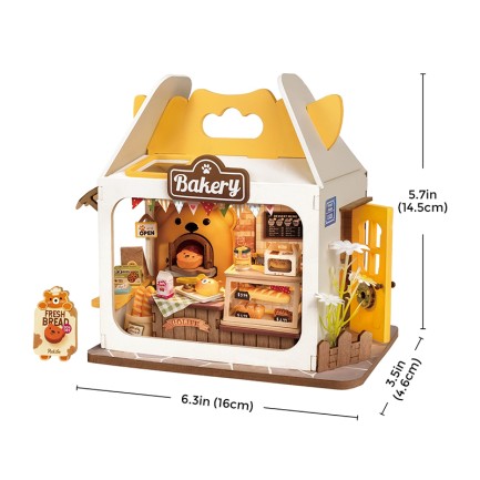 Rolife DS033 Teddy'nin Ekmek Fırını (Teddy's Breadbox) DIY Minyatür Maket Model Seti Mini Dollhouse 3D Model Kit Detaylı Dekoratif Hobi Seti 3D Puzzle Tiny House - Thumbnail