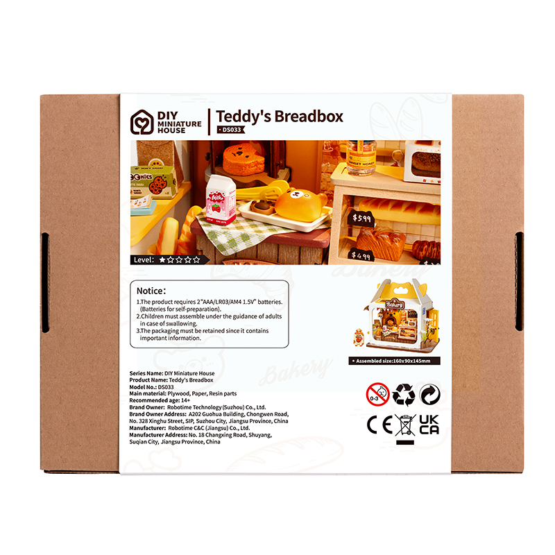 Rolife DS033 Teddy'nin Ekmek Fırını (Teddy's Breadbox) DIY Minyatür Maket Model Seti Mini Dollhouse 3D Model Kit Detaylı Dekoratif Hobi Seti 3D Puzzle Tiny House