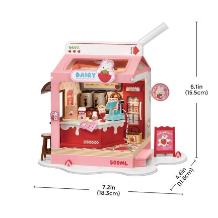 Rolife DS034 Strawberry Milk Box DIY Miniature House - Thumbnail