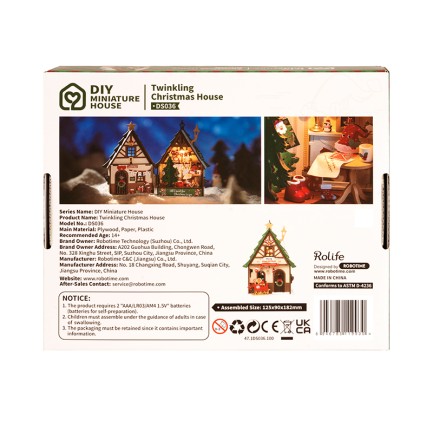 Rolife DS036 Parıltılı Noel Evi Twinkling Christmas House DIY Minyatür Maket ModelSet Mini Dollhouse 3D Model Kit Detaylı Dekoratif Hobi Seti 3D Puzzle Tiny House - Thumbnail