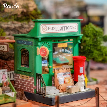 Rolife DS037 Postane (Century Post Office) DIY Minyatür Maket Model Seti Mini Dollhouse 3D Model Kit Detaylı Dekoratif Hobi Seti 3D Puzzle Tiny House - Thumbnail