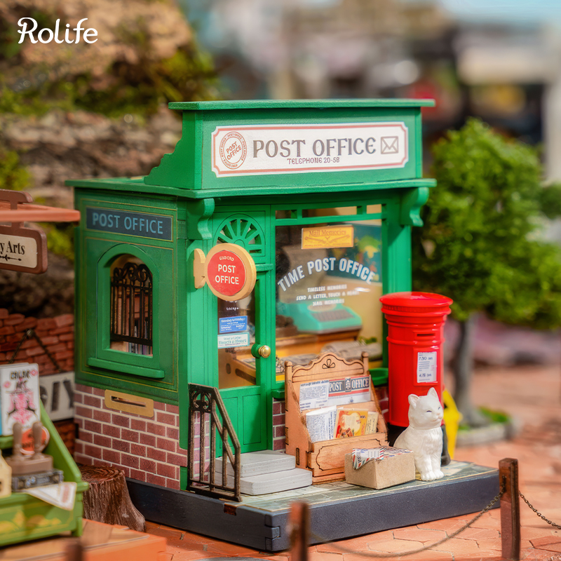 Rolife DS037 Postane (Century Post Office) DIY Minyatür Maket Model Seti Mini Dollhouse 3D Model Kit Detaylı Dekoratif Hobi Seti 3D Puzzle Tiny House