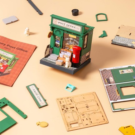 Rolife DS037 Postane (Century Post Office) DIY Minyatür Maket Model Seti Mini Dollhouse 3D Model Kit Detaylı Dekoratif Hobi Seti 3D Puzzle Tiny House - Thumbnail