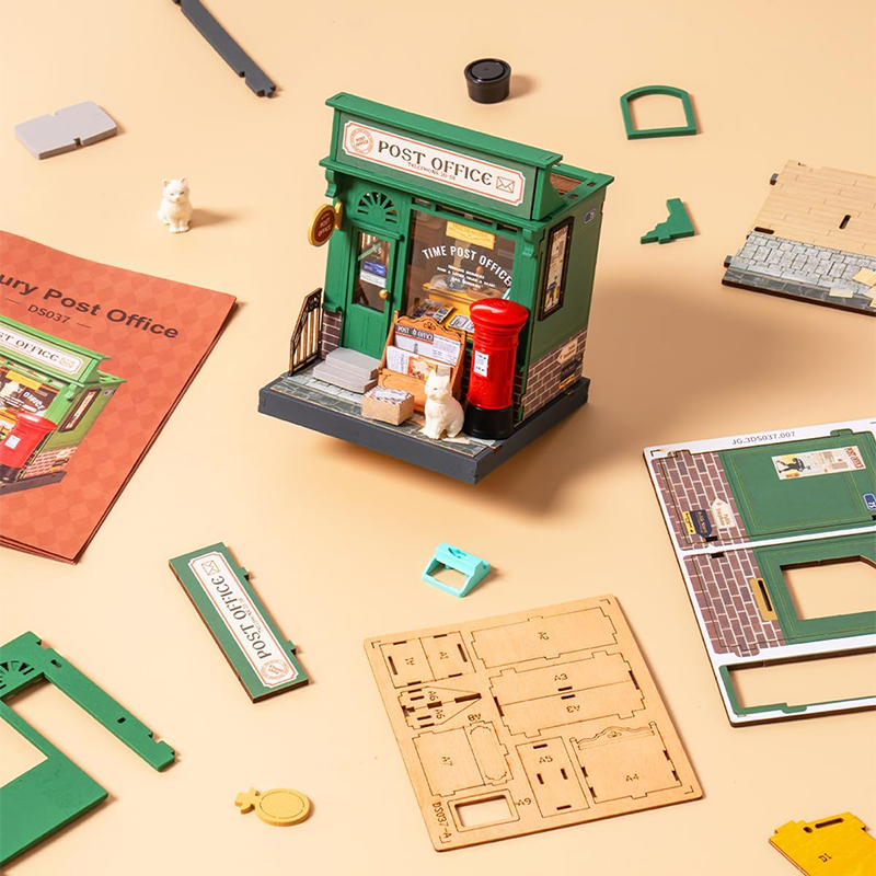 Rolife DS037 Postane (Century Post Office) DIY Minyatür Maket Model Seti Mini Dollhouse 3D Model Kit Detaylı Dekoratif Hobi Seti 3D Puzzle Tiny House