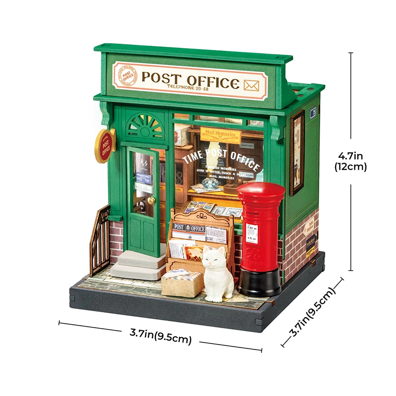 Rolife DS037 Postane (Century Post Office) DIY Minyatür Maket Model Seti Mini Dollhouse 3D Model Kit Detaylı Dekoratif Hobi Seti 3D Puzzle Tiny House