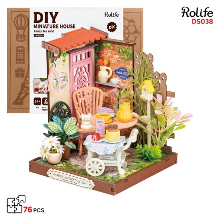 Rolife - Rolife DS038 Şık Çay Bahçesi (Fancy Tea Yard) DIY Minyatür Maket Model Seti Mini Dollhouse 3D Model Kit Detaylı Dekoratif Hobi Seti 3D Puzzle Tiny House