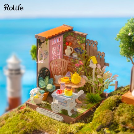 Rolife DS038 Şık Çay Bahçesi (Fancy Tea Yard) DIY Minyatür Maket Model Seti Mini Dollhouse 3D Model Kit Detaylı Dekoratif Hobi Seti 3D Puzzle Tiny House - Thumbnail
