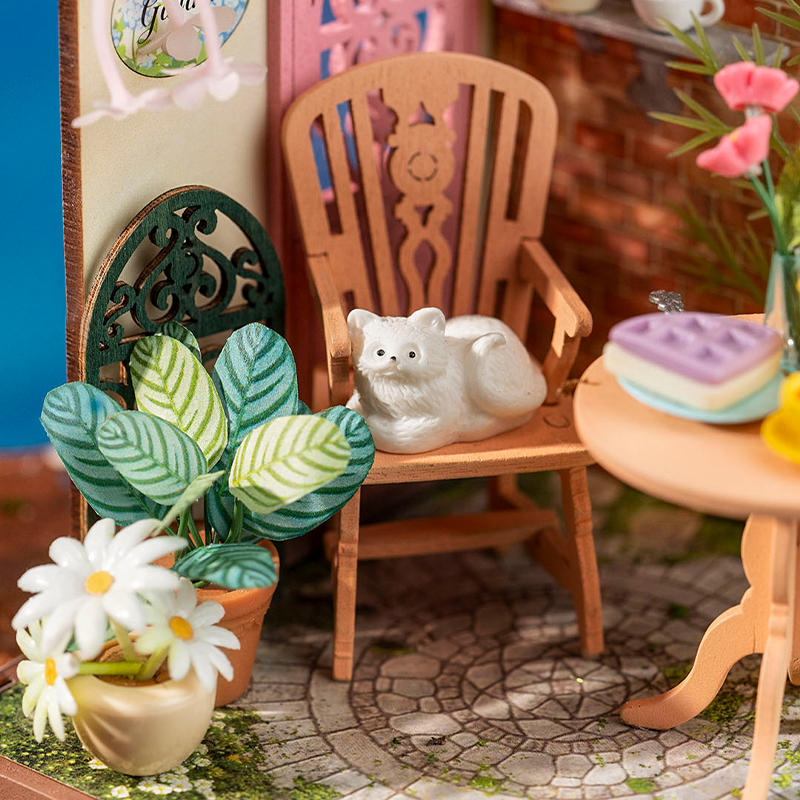 Rolife DS038 Şık Çay Bahçesi (Fancy Tea Yard) DIY Minyatür Maket Model Seti Mini Dollhouse 3D Model Kit Detaylı Dekoratif Hobi Seti 3D Puzzle Tiny House