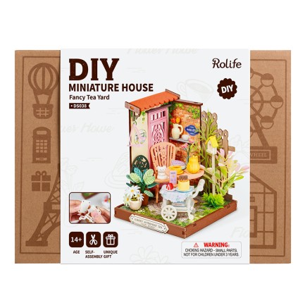 Rolife DS038 Şık Çay Bahçesi (Fancy Tea Yard) DIY Minyatür Maket Model Seti Mini Dollhouse 3D Model Kit Detaylı Dekoratif Hobi Seti 3D Puzzle Tiny House - Thumbnail
