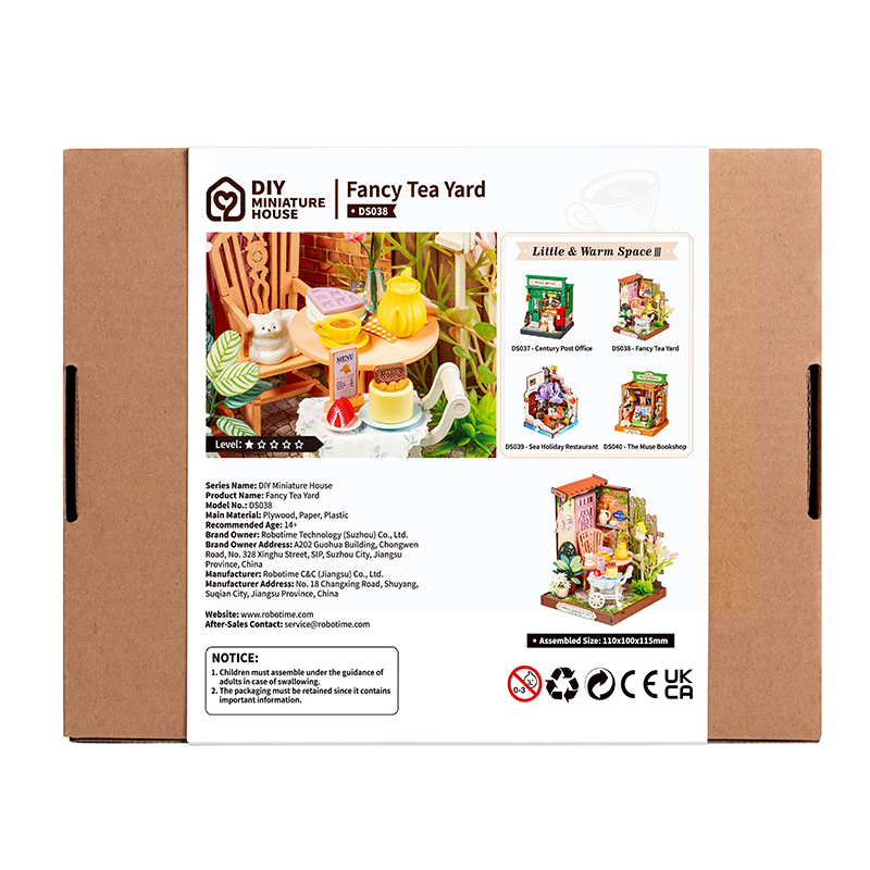 Rolife DS038 Şık Çay Bahçesi (Fancy Tea Yard) DIY Minyatür Maket Model Seti Mini Dollhouse 3D Model Kit Detaylı Dekoratif Hobi Seti 3D Puzzle Tiny House