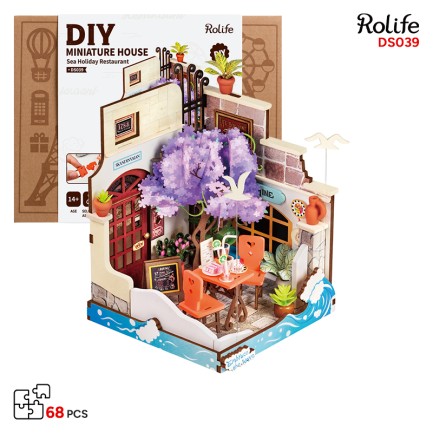 Rolife - Rolife DS039 Deniz Tatil Restoranı Sea Holiday Restaurant DIY Minyatür Maket ModelSet Mini Dollhouse 3D Model Kit Detaylı Dekoratif Hobi Seti 3D Puzzle Tiny House