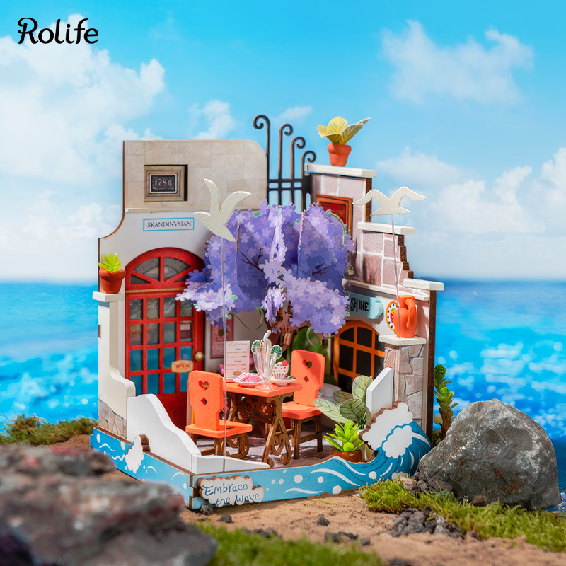 Rolife DS039 Deniz Tatil Restoranı Sea Holiday Restaurant DIY Minyatür Maket ModelSet Mini Dollhouse 3D Model Kit Detaylı Dekoratif Hobi Seti 3D Puzzle Tiny House